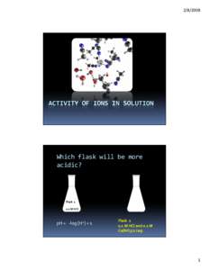 [removed]ACTIVITY OF IONS IN SOLUTION Which flask will be more acidic?