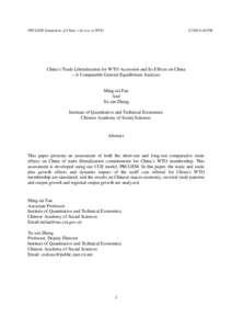 PRCGEM Simulation of China’s Access to WTO[removed]:04 PM China’s Trade Liberalization for WTO Accession and Its Effects on China --A Computable General Equilibrium Analysis