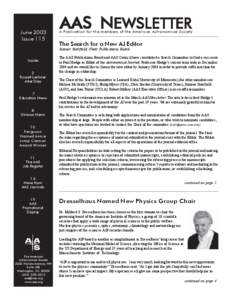 June 2003 Issue 115 AAS NEWSLETTER  A Publication for the members of the American Astronomical Society