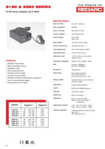 9120 & 9320 SERIE S AC/DC Power Supplies: 40-70 Watts Specifications  Features