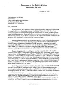 Letter from U.S. Senator Charles E. Grassley and U.S. Representatives Lamar Smith and F. James Sensenbrenner, Jr., to the U.S. Sentencing Commission (February 14, 2012)