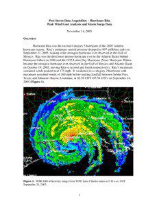 Post Storm Data Acquisition – Hurricane Rita Peak Wind Gust Analysis and Storm Surge Data November 14, 2005