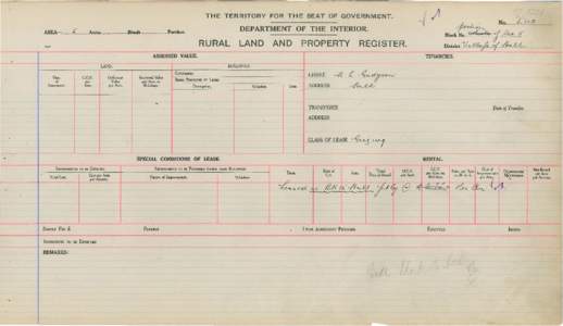 Department of the Interior Property and Tenancy Ledger