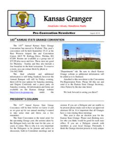 Kansas Granger American Values, Hometown Roots Pre-Convention Newsletter  August 2014
