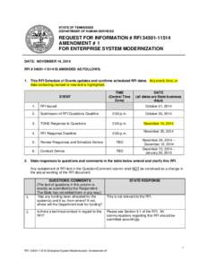 STATE OF TENNESSEE DEPARTMENT OF HUMAN SERVICES REQUEST FOR INFORMATION # RFI[removed]AMENDMENT # 1 FOR ENTERPRISE SYSTEM MODERNIZATION