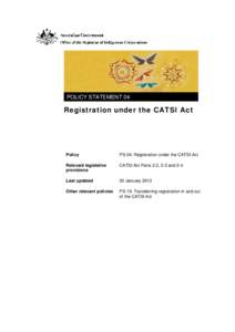 PS-04: Registration under the CATSI Act