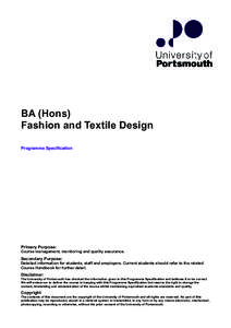 BA (Hons) Fashion and Textile Design Programme Specification EDM-DJPrimary Purpose: