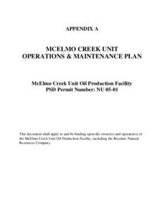 Proposed PSD Permit Amendment: McElmo Creek Unit - Appendix A