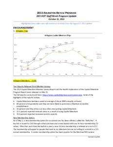 2013 ARLINGTON BICYCLE PROGRAM DES DOT Staff Work Program Update October 31, 2013 Highlighted items reflect new information or activities from the August 22, 2013 update  ENCOURAGEMENT