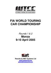 FIA WORLD TOURING CAR CHAMPIONSHIP Rounds 1 & 2