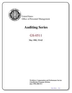 United States Office of Personnel Management Auditing Series GS-0511 May 1982, TS-63