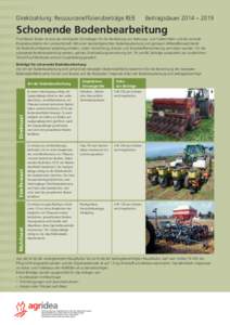 Direktzahlung: Ressourcenefﬁzienzbeiträge REB  Beitragsdauer 2014 – 2019 Schonende Bodenbearbeitung Fruchtbarer Boden ist eine der wichtigsten Grundlagen für die Herstellung von Nahrungs- und Futtermitteln und der 