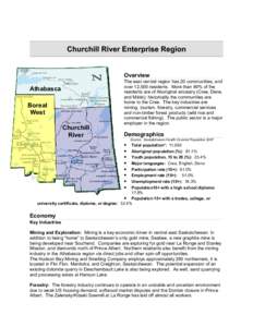 Churchill River Enterprise Region Overview Athabasca Boreal West