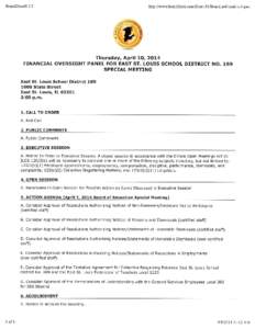 East St. Louis School District 189 Financial Oversight Panel special meeting agenda - April 10, 2014