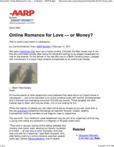 am Alert: Online Romance for Love 7 or Money? - AARP Bulletin