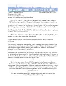 Contact: Catherine Rymsha Telephone: Email:  Website: www.newburyportliteraryfestival.org  FOR IMMEDIATE RELEASE