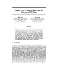 Scaling Laws in Natural Scenes and the Inference of 3D Shape Brian Potetz Department of Computer Science Center for the Neural Basis of Cognition