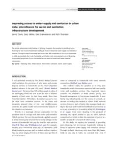 Q IWA Publishing 2008 Water Science & Technology—WST | 58.4 | [removed]Improving access to water supply and sanitation in urban India: microfinance for water and sanitation