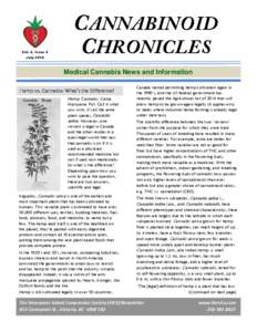 Vol. 6, Issue 6 July 2014 Medical Cannabis News and Information Hemp vs. Cannabis: What’s the Difference? Hemp. Cannabis. Ganja.