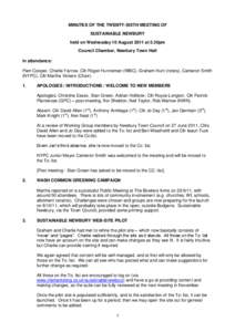 MINUTES OF THE TWENTY-SIXTH MEETING OF SUSTAINABLE NEWBURY held on Wednesday 10 August 2011 at 5.30pm