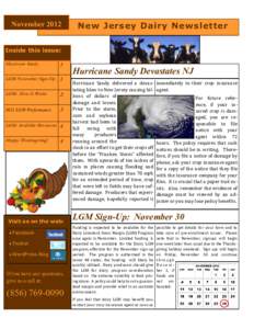 NovemberNew Jersey Dairy Newsletter Inside this issue: Hurricane Sandy