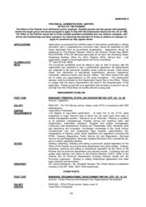 ANNEXIRE N PROVINCIAL ADMINISTRATION: LIMPOPO OFFICE OF THE PREMIER The Office of the Premier is an affirmative action employer. Suitable women and the people with disability remain the target group and are encouraged to