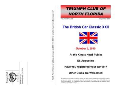 Notify Norm Reimer of address changes ator email to “”  1409 Forest Ave. Neptune Beach, FlaTRIUMPH CLUB OF