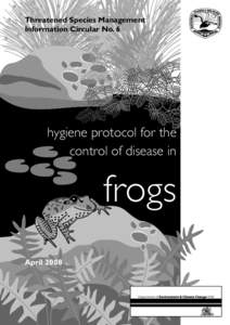 Hygiene protocol for the control of disease in frogs, April 2008