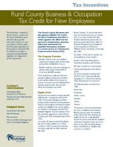 Rural county business and occupation tax credit for new employees