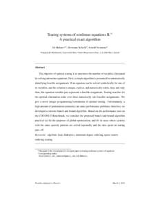 Tearing systems of nonlinear equations II.I A practical exact algorithm Ali Bahareva,∗, Hermann Schichla , Arnold Neumaiera a Fakult¨ at