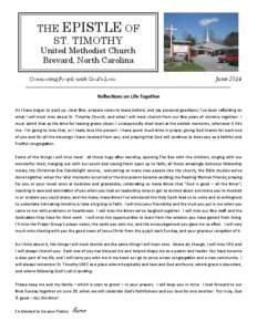 THE EPISTLE OF ST. TIMOTHY United Methodist Church Brevard, North Carolina  Connecting People with God’s Love