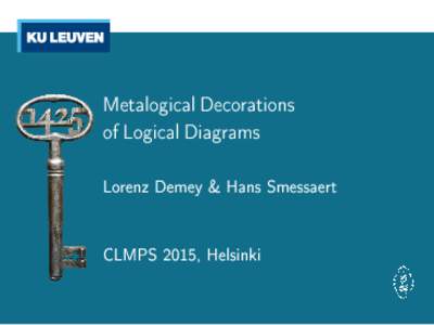 Metalogical Decorations of Logical Diagrams Lorenz Demey & Hans Smessaert CLMPS 2015, Helsinki  Introduction