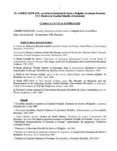 1 Dr. ANDREI OISTEANU, cercetător la Institutul de Istorie a Religiilor (Academia Română), CS 3, Membru în Consiliul Ştiinţific al Institutului