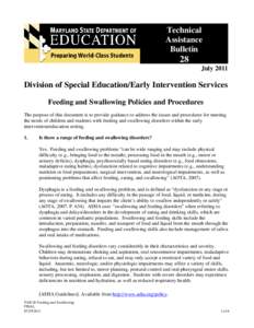 Enteral feeding / Medical equipment / Speech and language pathology / Early childhood intervention / Individuals with Disabilities Education Act / Feeding tube / Dysphagia / Free Appropriate Public Education / Feeding disorder / Medicine / Health / Special education