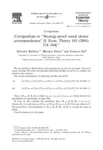 ARTICLE IN PRESS  Journal of Economic Theory[removed]Corrigendum