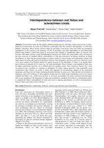 Proceedings of the 12th International Coral Reef Symposium, Cairns, Australia, 9-13 July 2012 13C Ecological effects of habitat degradation Interdependence between reef fishes and scleractinian corals 1
