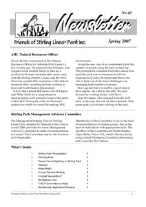 No 43  Spring 2007 AHC Natural Resources Officer Steven Brooks commenced as the Natural Resources Officer for Adelaide Hills Council a