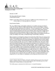 GAO-03-172R Youth Illicit Drug Use Prevention: DARE Long-Term Evaluations and Federal Efforts to Identify Effective Programs