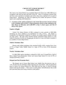 CARSON CITY SCHOOL DISTRICT Accountability Analysis The Carson City School District Accountability Report for School year[removed]was in compliance with both the spirit and letter of the law. There is congruency betwee