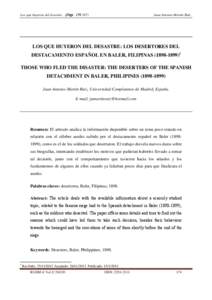 Los que huyeron del desastre…(Págs: [removed]Juan Antonio Martín Ruíz. LOS QUE HUYERON DEL DESASTRE: LOS DESERTORES DEL DESTACAMENTO ESPAÑOL EN BALER, FILIPINAS[removed]