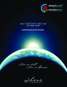 2008 INTERNATIONAL YEAR OF PLANET EARTH Water Hazards Energy Resources Environment  CFES LETTER