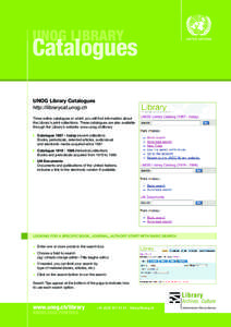 UNOG UNOG LIBRARY LIBRARY Catalogues UNOG Library Catalogues