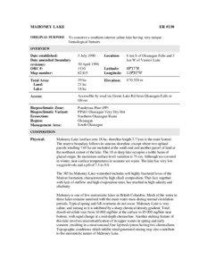 Regional District of Okanagan-Similkameen / Oceanography / Mahoney Lake / Meromictic lake / Chemocline / Lake / Stratification / Purple sulfur bacteria / Geography of British Columbia / Okanagan / Geography of Canada