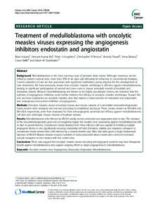 Brain tumor / Experimental cancer treatments / Angiogenesis inhibitors / Endostatin / Proteins / Angiogenesis / Oncolytic virus / Vascular endothelial growth factor / Medulloblastoma / Medicine / Angiology / Biology