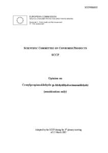 SCCP[removed]EUROPEAN COMMISSION HEALTH & CONSUMER PROTECTION DIRECTORATE-GENERAL Directorate C - Public Health and Risk Assessment C7 - Risk assessment
