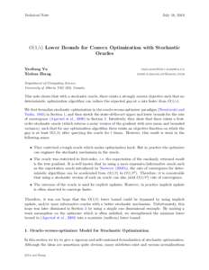 Technical Note  July 18, 2010 O(1/) Lower Bounds for Convex Optimization with Stochastic Oracles