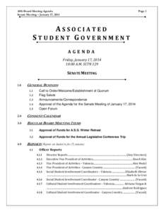 ASG Board Meeting Agenda Senate Meeting – January 17, 2014 Page 1  ASSOCIATED