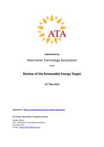 Submission by  Alternative Technology Association on the  Review of the Renewable Energy Target