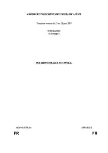 ASSEMBLÉE PARLEMENTAIRE PARITAIRE ACP-UE  Treizième session du 25 au 28 juin 2007 WIESBADEN (Allemagne)