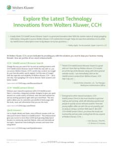 Explore the Latest Technology Innovations from Wolters Kluwer, CCH ‘‘  ‘‘